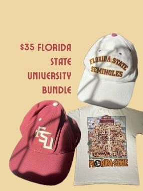 FSU Florida State Seminoles Vintage Hat & Tee Bundle of 3